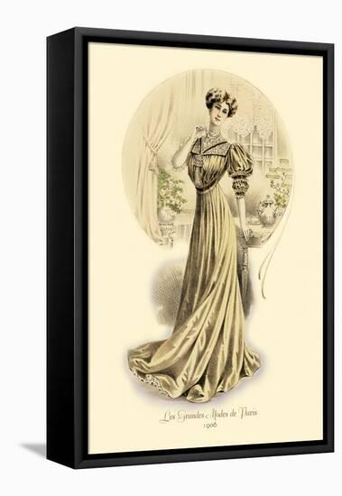 Le Grandes Modes de Paris: Golden Gown-null-Framed Stretched Canvas