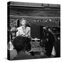 LE GUEPARD, 1963 par LUCHINO VISCONTI, ici Burt Lancaster sur le tournage (b/w photo)-null-Stretched Canvas