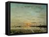 Le Havre, coucher de soleil a mer basse-La Havre, sunset at low tide, 1884 Oil on canvas-Eugene Boudin-Framed Stretched Canvas