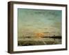 Le Havre, coucher de soleil a mer basse-La Havre, sunset at low tide, 1884 Oil on canvas-Eugene Boudin-Framed Giclee Print