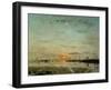 Le Havre, coucher de soleil a mer basse-La Havre, sunset at low tide, 1884 Oil on canvas-Eugene Boudin-Framed Giclee Print