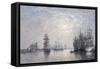 Le Havre, Eure Basin, Sailing Boats at Anchor, Sunset; Le Havre, Bassin De L'Eure, Voiliers a…-Eugène Boudin-Framed Stretched Canvas