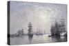 Le Havre, Eure Basin, Sailing Boats at Anchor, Sunset; Le Havre, Bassin De L'Eure, Voiliers a…-Eugène Boudin-Stretched Canvas