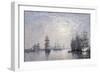 Le Havre, Eure Basin, Sailing Boats at Anchor, Sunset; Le Havre, Bassin De L'Eure, Voiliers a…-Eugène Boudin-Framed Giclee Print