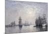 Le Havre, Eure Basin, Sailing Boats at Anchor, Sunset-Eugène Boudin-Mounted Giclee Print