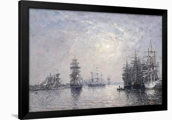 Le Havre, Eure Basin, Sailing Boats at Anchor, Sunset-Eugène Boudin-Framed Giclee Print