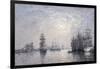 Le Havre, Eure Basin, Sailing Boats at Anchor, Sunset-Eugène Boudin-Framed Giclee Print