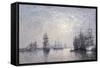 Le Havre, Eure Basin, Sailing Boats at Anchor, Sunset-Eugène Boudin-Framed Stretched Canvas