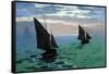 Le Havre - Exit The Fishing Boats From The Port-Claude Monet-Framed Stretched Canvas