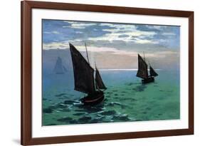 Le Havre - Exit The Fishing Boats From The Port-Claude Monet-Framed Premium Giclee Print