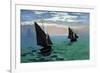 Le Havre - Exit The Fishing Boats From The Port-Claude Monet-Framed Art Print