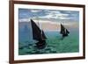 Le Havre - Exit The Fishing Boats From The Port-Claude Monet-Framed Art Print