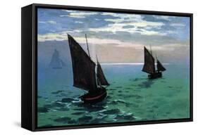 Le Havre - Exit The Fishing Boats From The Port-Claude Monet-Framed Stretched Canvas