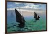 Le Havre - Exit The Fishing Boats From The Port-Claude Monet-Framed Art Print