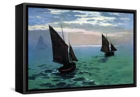 Le Havre - Exit The Fishing Boats From The Port-Claude Monet-Framed Stretched Canvas