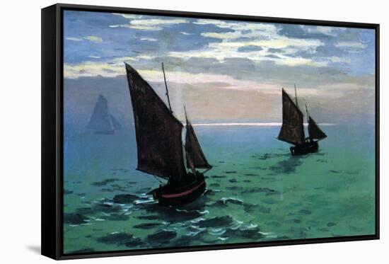 Le Havre - Exit The Fishing Boats From The Port-Claude Monet-Framed Stretched Canvas