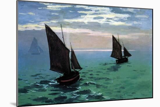 Le Havre - Exit the Fishing Boats from the Port-Claude Monet-Mounted Art Print