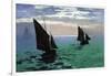 Le Havre - Exit The Fishing Boats From The Port-Claude Monet-Framed Art Print