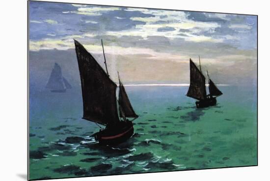 Le Havre - Exit The Fishing Boats From The Port-Claude Monet-Mounted Art Print