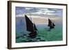 Le Havre - Exit The Fishing Boats From The Port-Claude Monet-Framed Art Print