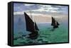 Le Havre - Exit The Fishing Boats From The Port-Claude Monet-Framed Stretched Canvas