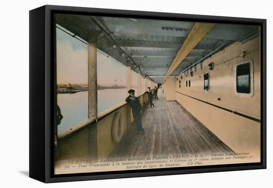 Le Havre - Interior of SS France, Ocean Liner Owned by Compagnie Generale Transatlantique.…-French Photographer-Framed Stretched Canvas