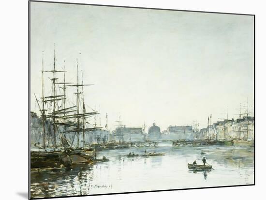 Le Havre, Le Bassin du Commerce-Eugène Boudin-Mounted Giclee Print