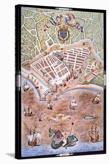 Le Havre, plan de la ville et du port en 1563-null-Stretched Canvas