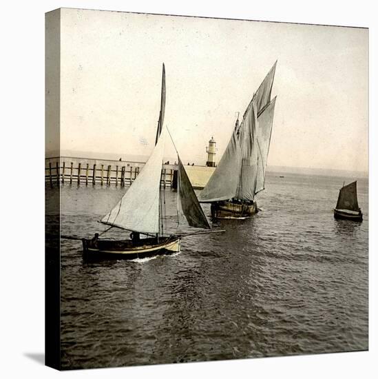 Le Havre (Seine-Maritime, France), Boat Entering the Port, 1903-Leon, Levy et Fils-Stretched Canvas