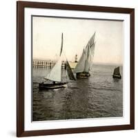 Le Havre (Seine-Maritime, France), Boat Entering the Port, 1903-Leon, Levy et Fils-Framed Photographic Print