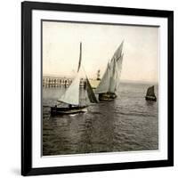 Le Havre (Seine-Maritime, France), Boat Entering the Port, 1903-Leon, Levy et Fils-Framed Photographic Print