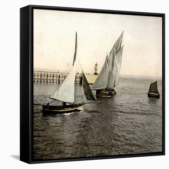 Le Havre (Seine-Maritime, France), Boat Entering the Port, 1903-Leon, Levy et Fils-Framed Stretched Canvas