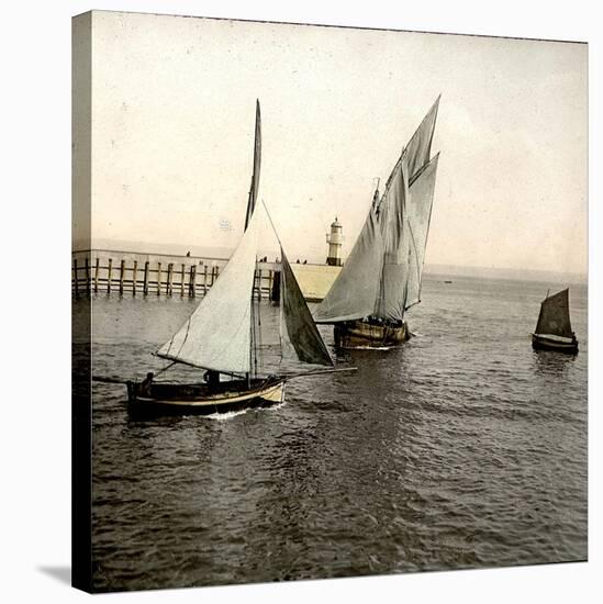 Le Havre (Seine-Maritime, France), Boat Entering the Port, 1903-Leon, Levy et Fils-Stretched Canvas