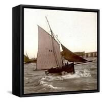 Le Havre (Seine-Maritime, France), Fishing Boat Whipped by the Waves, 1903-Leon, Levy et Fils-Framed Stretched Canvas