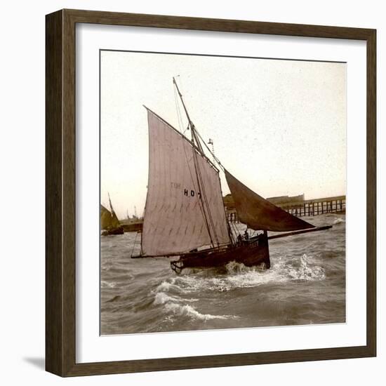 Le Havre (Seine-Maritime, France), Fishing Boat Whipped by the Waves, 1903-Leon, Levy et Fils-Framed Photographic Print