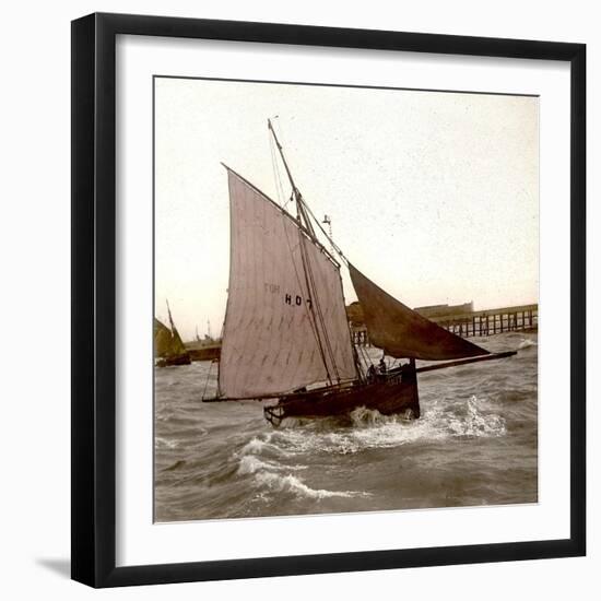 Le Havre (Seine-Maritime, France), Fishing Boat Whipped by the Waves, 1903-Leon, Levy et Fils-Framed Photographic Print