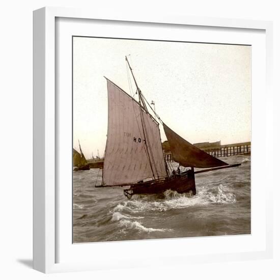 Le Havre (Seine-Maritime, France), Fishing Boat Whipped by the Waves, 1903-Leon, Levy et Fils-Framed Photographic Print