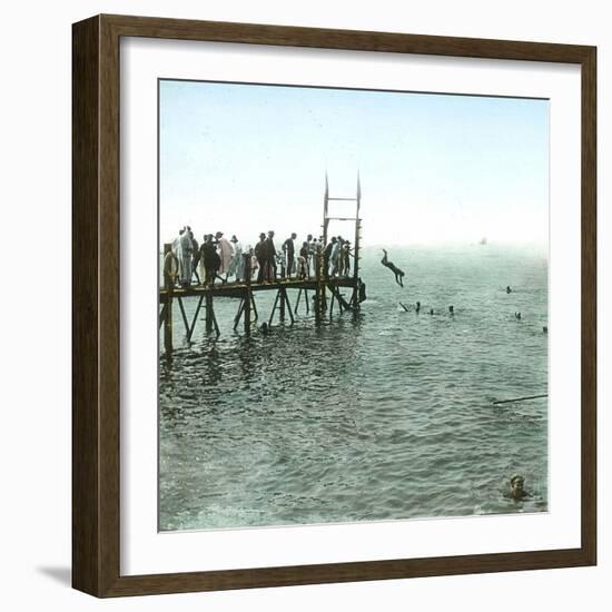 Le Havre (Seine-Maritime, France), Swimming Time-Leon, Levy et Fils-Framed Photographic Print