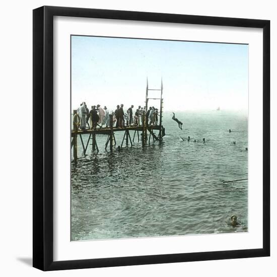 Le Havre (Seine-Maritime, France), Swimming Time-Leon, Levy et Fils-Framed Photographic Print