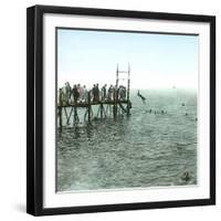 Le Havre (Seine-Maritime, France), Swimming Time-Leon, Levy et Fils-Framed Photographic Print