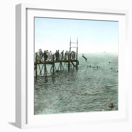 Le Havre (Seine-Maritime, France), Swimming Time-Leon, Levy et Fils-Framed Photographic Print