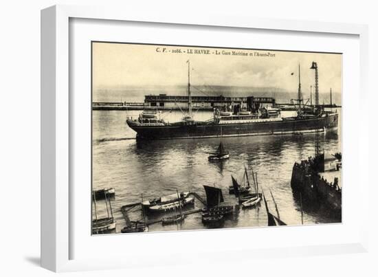 Le Havre Seine Maritime, Hafenbahnhof, Segelboote-null-Framed Premium Giclee Print