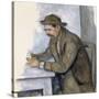 Le Joueur De Cartes (The Cardplayer)-Paul Cézanne-Stretched Canvas