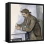 Le Joueur De Cartes (The Cardplayer)-Paul Cézanne-Framed Stretched Canvas