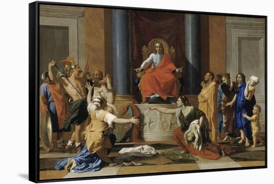 Le jugement de Salomon-Nicolas Poussin-Framed Stretched Canvas