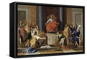 Le jugement de Salomon-Nicolas Poussin-Framed Stretched Canvas