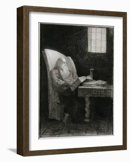 Le liseur : vieillard barbu assis-Odilon Redon-Framed Giclee Print