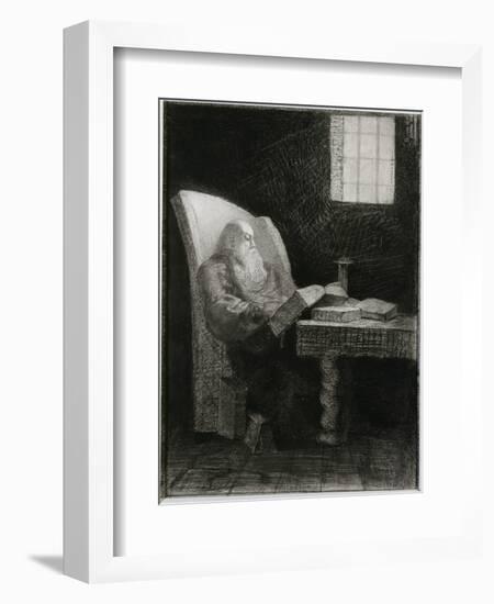 Le liseur : vieillard barbu assis-Odilon Redon-Framed Giclee Print