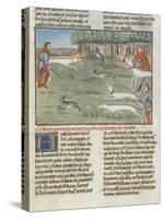 Le Livre de la chasse de Gaston Phébus : les lévriers coursent les lièvres-null-Stretched Canvas