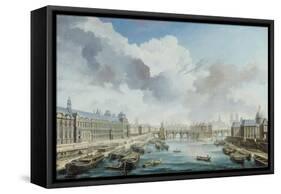 Le Louvre, le Pont-Neuf et le collège des Quatre Nations, vus du pont Royal, 1755-Nicolas Jean Baptiste Raguenet-Framed Stretched Canvas